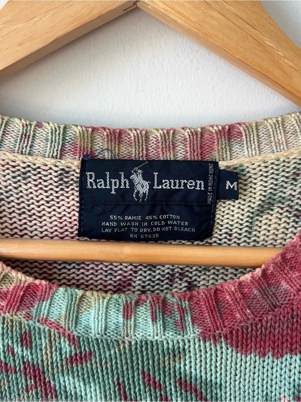Vintage Ralph Lauren Teal Floral Sweater Size M Ramie Cotton Blend Blue Label - Picture 4 of 12